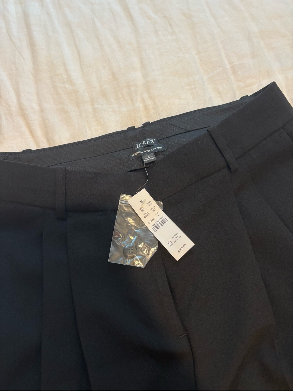 J. Crew Essential Wide Leg Pant - Black Pleated Trousers - 8